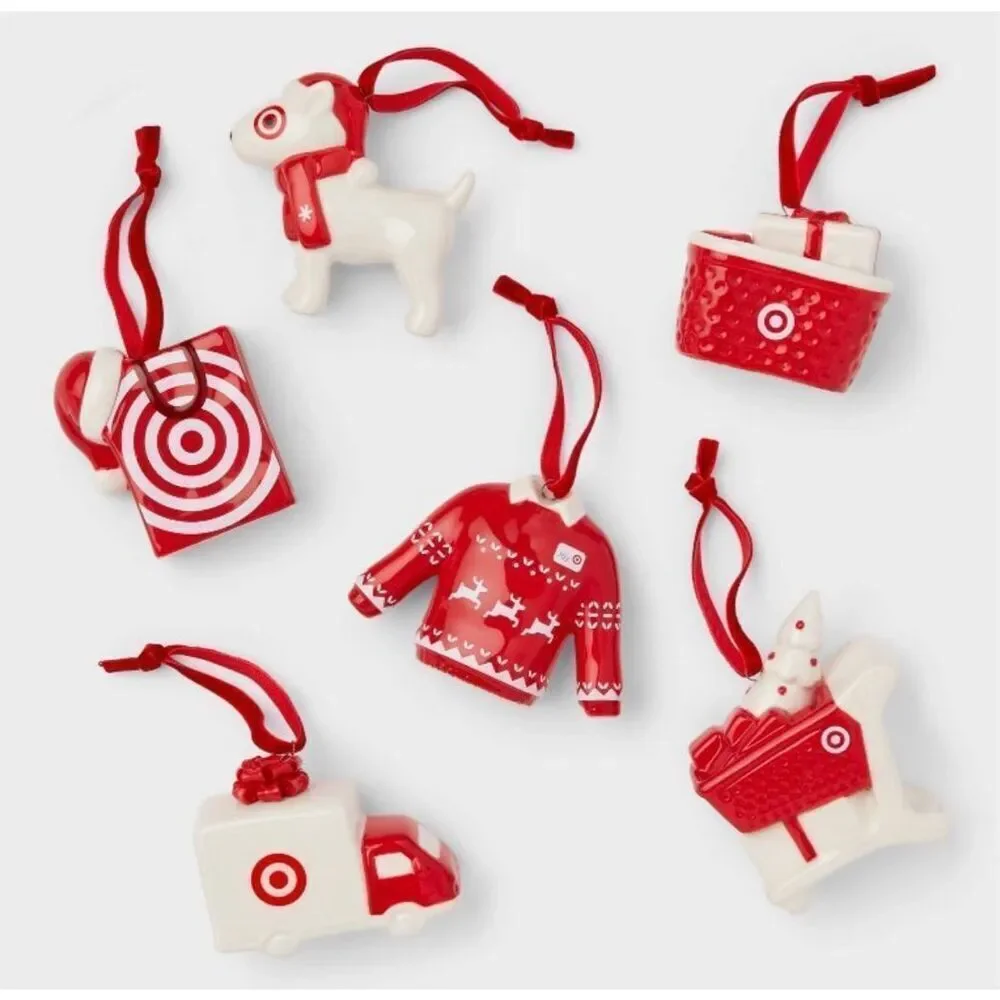 Wondershop Target Holiday Christmas Ornament Set Bullseye Dog Shopping Cart Set